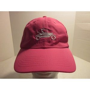 Golf Hat Cap Woman's Small Fit Adjustable Pink White Model-T Car Golf Clubs